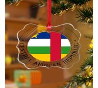 Décorations de Noël en acrylique de 7,6 cm en République centrafricaine 2025 - Décoration de Noël personnalisée - Décoration de sapin de Noël - Drapeau - Couleurs vives - Souvenir - Disque transparent
