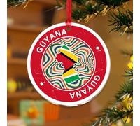 Décorations de Noël en acrylique de 7,6 cm - Guyane - Élégantes à suspendre - Décoration de vacances - Carte du monde - Drapeau souvenir - Disque transparent - Étiquette de nom