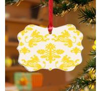 Décorations de Noël en acrylique de 7,6 cm - Jaune Regalia Kylin - Décoration de sapin de Noël - Décoration d'intérieur - Dragon chinois - Gris et rouge - Souvenir - Disque transparent - Étiquette de