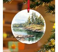 Décorations de Noël en acrylique de 7,6 cm - Parc national des Voyageurs - Décoration amusante pour sapin de Noël - Décoration de fête de Noël - Montagne, lac, paysage naturel - Image souvenir