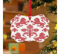 Décorations de Noël en acrylique de 7,6 cm - Rouge - Lion Regalia - Ferme - Décoration de fête - Dragon aigue-marine - Souvenir du Tibet - Disque transparent avec étiquette de nom