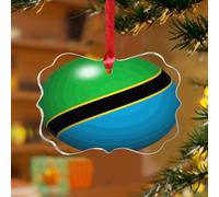Décorations de Noël en acrylique de 7,6 cm - Tanzanie - Décorations de fête de Noël - Décorations de fête de Noël - Pays hispanique, Asie européenne - Drapeaux Afrique - Souvenir - Disque transparent