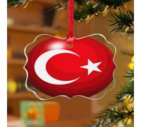 Décorations de Noël en acrylique de 7,6 cm - Turquie - Décoration unique pour sapin de Noël - Décorations de fête de vacances - Drapeaux nationaux de pays - Marin - Souvenir - Disque transparent