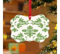 Décorations de Noël en acrylique de 7,6 cm - Vert Regalia Kylin - Décoration de fête - Dragon aigue-marine - Souvenir du Tibet - Disque transparent - Étiquette de nom