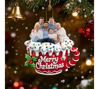 Décorations de Noël en acrylique personnalisées en forme de famille dans une tasse rouge, décorations de Noël personnalisées avec nom, pendentif à suspendre pour sapin de Noël avec photo de famille