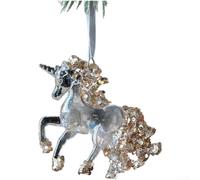 Décorations de Noël en acrylique transparent à suspendre avec paillettes flocon de neige, clochette, papillon, nœud, cerf, cheval, sirène, couronne de notes de musique (G)