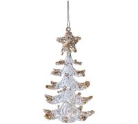 Décorations de Noël en acrylique transparent à suspendre avec paillettes flocon de neige, clochette, papillon, nœud, cerf, cheval, sirène, couronne de notes de musique (A)