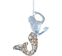 Décorations de Noël en acrylique transparent à suspendre avec paillettes flocon de neige, clochette, papillon, nœud, cerf, cheval, sirène, couronne de notes de musique (H)