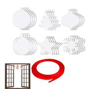 Décorations de Noël en acrylique vierges, décorations de Noël transparentes | Décoration de bricolage de Noël 24 x , ruban rouge transparent transparent décorations de Noël disques, décoration de