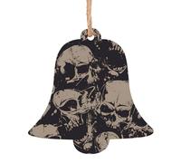 Décorations de Noël en bois à suspendre avec motif tête de mort rétro pour la maison, les fêtes, les cadeaux de Noël