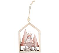 Décorations de Noël en bois à suspendre avec motifs de Père Noël et renne, figurines festives rustiques en bois naturel avec corde de chanvre pour un arbre, un mur ou une salle de fête, fabriquées à