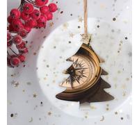 Décorations de Noël en bois à suspendre en forme de boussole pour sapin de Noël, décoration de fête d'hiver du Nouvel An