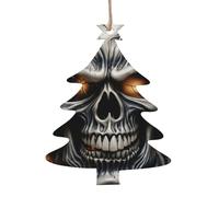 Décorations de Noël en bois à suspendre en forme de crâne maléfique - Décoration de Noël pour le Nouvel An et les fêtes