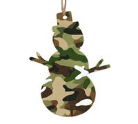 Décorations de Noël en bois abstraites imprimées camouflage - 4 options de formes : ange, cloche, arbre, bonhomme de neige | Bois sculpté respectueux de l'environnement pour décoration de sapin de