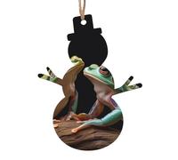 Décorations de Noël en bois avec deux grenouilles - Disques en bois avec trous à suspendre - Tranches de bois brut à suspendre - Décorations d'arbre de vacances