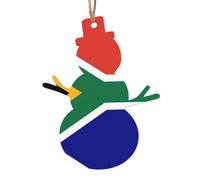 Décorations de Noël en bois avec drapeau de l'Afrique du Sud - Décoration de Noël à suspendre pour sapin de Noël