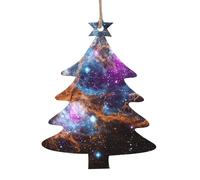 Décorations de Noël en bois avec impression univers galaxie espace décoration de sapin de Noël, anges, cloches