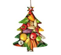 Décorations de Noël en bois avec imprimé fruits et légumes frais, décorations pour sapin de Noël, anges, cloches