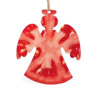 Décorations de Noël en bois avec tranche de tomates imprimées, 4 motifs : ange, arbre de Noël, bonhomme de neige, clochette