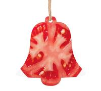 Décorations de Noël en bois avec tranche de tomates imprimées, 4 motifs : ange, arbre de Noël, bonhomme de neige, clochette