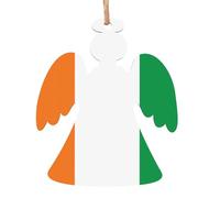Décorations de Noël en bois en forme d'ange - Drapeau de la Côte d'Ivoire - Décorations à suspendre pour sapin de Noël avec Père Noël, ange, cloche et bonhomme de neige