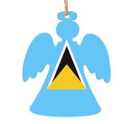 Décorations de Noël en bois en forme d'ange - Drapeau de Sainte-Lucie - Décorations à suspendre pour sapin de Noël avec Père Noël, ange, cloche et bonhomme de neige