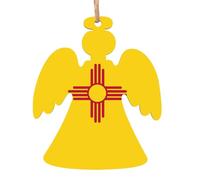 Décorations de Noël en bois en forme d'ange - Drapeau de sapin de Noël festif du Nouveau-Mexique imprimé à suspendre - Décoration d'intérieur parfaite pour les amis