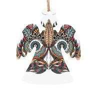 Décorations de Noël en bois en forme d'ange - Hibou dans un totem indien africain imprimé arbre de Noël à suspendre pour la maison, le bureau, la cheminée - Décoration de fête de vacances