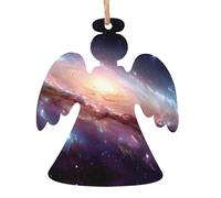 Décorations de Noël en bois en forme d'ange - Motifs d'aube cosmique tendance pour décoration de sapin et décorations d'intérieur