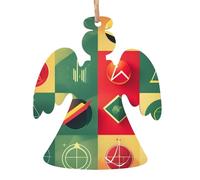 Décorations de Noël en bois en forme d'ange - Symboles mathématiques scolaires imprimés - Décoration à suspendre avec flocons de neige et formes de Père Noël