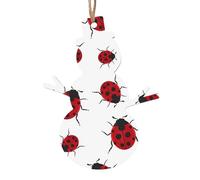 Décorations de Noël en bois en forme de bonhomme de neige - Sapin de Noël festif sept étoiles coccinelle imprimé décoration à suspendre - Décoration d'intérieur parfaite pour les amis