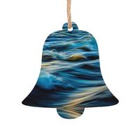 Décorations de Noël en bois en forme de cloche - Impression de vagues de l'océan et de l'aube - Différentes formes pour sapin de Noël, décoration de maison et de bureau