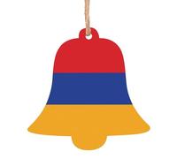 Décorations de Noël en bois en forme de cloche - Motif drapeau de l'Arménie - Décoration de sapin et décorations d'intérieur