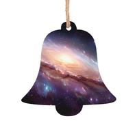 Décorations de Noël en bois en forme de cloche - Motifs d'aube cosmique tendance pour décoration de sapin et décorations d'intérieur