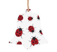 Décorations de Noël en bois en forme de cloche - Sapin de Noël festif sept étoiles imprimé coccinelle décoration à suspendre - Décoration d'intérieur parfaite pour les amis