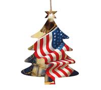 Décorations de Noël en bois en forme de sapin de Noël - Arbre de Noël festif - Drapeau américain USA Aigle Art Print Décoration à suspendre - Décoration d'intérieur parfaite pour les amis