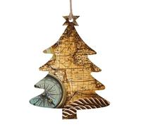 Décorations de Noël en bois en forme de sapin de Noël - Boussole festive et carte du monde ancienne imprimée décoration à suspendre - Décoration d'intérieur parfaite pour les amis