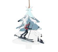 Décorations de Noël en bois en forme de sapin de Noël sur le thème du ski à suspendre avec cordes pour décorations de Noël