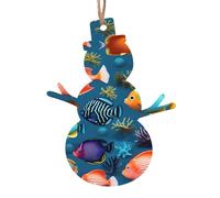 Décorations de Noël en bois et pendentifs de Noël imprimés en forme de poisson de récif sous-marin, parfaits pour les rebords de fenêtre, les cheminées et les murs