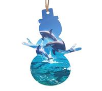 Décorations de Noël en bois et pendentifs de Noël imprimés en forme de saut de dauphin parfaits pour les rebords de fenêtre, les cheminées et les murs