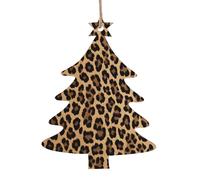 Décorations de Noël en bois imprimé léopard - 4 options de formes : ange, cloche, arbre, bonhomme de neige | Bois sculpté respectueux de l'environnement pour décoration de sapin de Noël avec cordon de