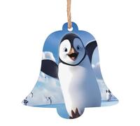 Décorations de Noël en bois imprimé pingouin heureux - 4 formes au choix : ange, cloche, arbre, bonhomme de neige | Bois sculpté respectueux de l'environnement pour décoration de sapin de Noël avec