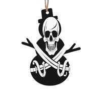 Décorations de Noël en bois imprimées avec drapeau pirate - 4 formes au choix : ange, cloche, arbre, bonhomme de neige | Bois sculpté respectueux de l'environnement pour décoration de sapin de Noël