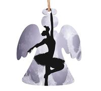 Décorations de Noël en bois imprimées ballerine - 4 formes au choix : ange, cloche, arbre, bonhomme de neige | Bois sculpté respectueux de l'environnement pour décoration de sapin de Noël avec cordon