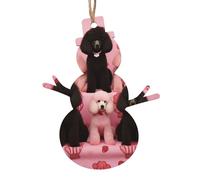 Décorations de Noël en bois imprimées caniches - 4 formes au choix : ange, cloche, arbre, bonhomme de neige | Bois sculpté respectueux de l'environnement pour décoration de sapin de Noël avec cordon