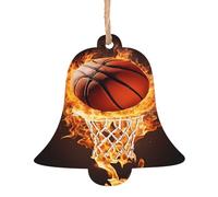 Décorations de Noël en bois imprimées de basket-ball - 4 options de formes : ange, cloche, arbre, bonhomme de neige | Bois sculpté respectueux de l'environnement pour décoration de sapin de Noël avec