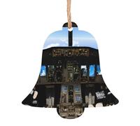 Décorations de Noël en bois imprimées de cockpit d'avion - 4 formes au choix : ange, cloche, arbre, bonhomme de neige | Bois sculpté respectueux de l'environnement pour décoration de sapin de Noël
