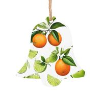 Décorations de Noël en bois imprimées de fleurs jaunes et fruits oranges - 4 options de formes : ange, cloche, arbre, bonhomme de neige | Bois sculpté respectueux de l'environnement pour décoration de