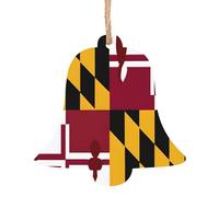 Décorations de Noël en bois imprimées drapeau du Maryland - 4 formes au choix : ange, cloche, arbre, bonhomme de neige | Bois sculpté respectueux de l'environnement pour décoration de sapin de Noël