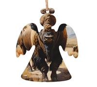Décorations de Noël en bois imprimées en forme de troupeau de bisons d'Amérique du Nord - Convient pour les arbres de Noël